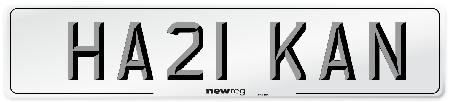 HA21 KAN Number Plate from New Reg